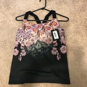 Ted Baker London Black Floral Print Tank Top